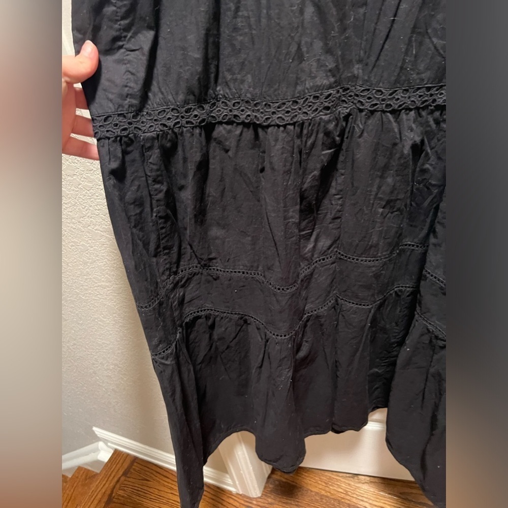 Hatch | Black Maternity Dress Tiered Pockets Spaghetti Strap Tie Sz 1/S - Picture 6 of 10